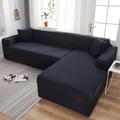 Stretch Sofa Cover Slipcover Elastic Sectional Couch Armchair Loveseat 4 or 4 or 3 Seater L Shape Grey Solid Soft Durable Washable