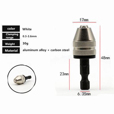 Mini Keyless Drill Chuck 0.3-8mm Self-Tighten Electric Drill Bits Collet Fixture Tools 1/4 Inch Hex Shank Quick Change Converter