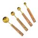 4pcs Measuring Cup And Spoon, Stainless Steel Measuring Cup And Measuring Spoon Set, Acacia Wooden Handle Stainless Steel Measuring Cup