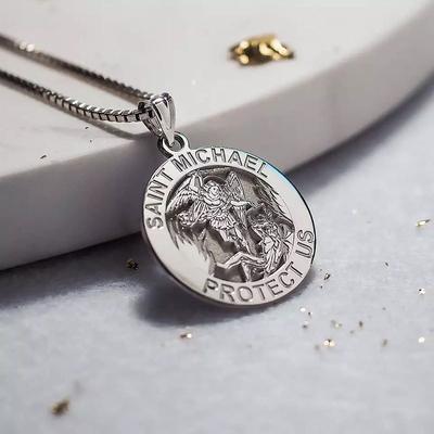 saint michael pendant necklace archangel catholic medal amulet protect us necklace for women men