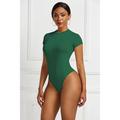 Short Sleeve Shaping Bodysuit, Tummy Control Slim Round Neck Body Shaper, Women's Underwear Shapewear