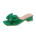 Women's Sandals Plus Size Daily Solid Colored Summer Bowknot Low Heel Chunky Heel Open Toe Elegant Casual Minimalism PU Leather Loafer White Yellow Green