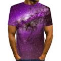 Galaxy Casual Mens 3D Shirt For Party Purple Summer Cotton Men'S Tee Funny Shirts Graphic 3D Starry Sky Round Neck Yellow Red Blue Green Print Causal Daily Short Sleeve Clothing