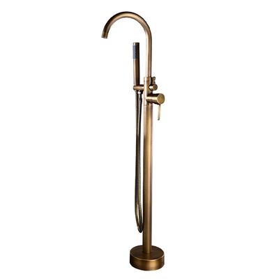 Bathtub Faucet Floor Mount Freestanding Bath Tub Filler Mixer Taps Brass, 360 Swivel High Arc Spout Standing Shower Clawfoot Tub with Handheld Shower Mixer Taps