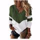 Women's Pullover Sweater Jumper V Neck Crochet Knit Knit Patchwork Stripe Fall Winter Cropped Daily Holiday Going out Stylish Casual Long Sleeve Color Block Yellow Army Green Navy Blue S M L