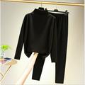 Women's T shirt Tee Undershirt Pants Sets Bottoming Shirt Solid Color Casual Daily Black Yellow Light Green Long Sleeve Basic Turtleneck Crew Neck Regular Fit Fall Winter