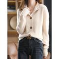 Women's Cardigan Stand Collar Ribbed Knit Polyester Button Knitted Fall Winter Regular Outdoor Daily Going out Stylish Casual Soft Long Sleeve Solid Color Navy Blue Camel Brown S M L