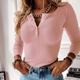 Women's Shirt Going Out Tops Blouse Concert Tops Black White Pink Plain Patchwork Button Long Sleeve Casual Daily Basic Elegant V Neck Regular Slim S