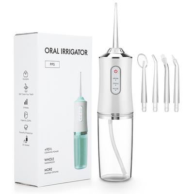 Water Flosser Cordless Dental Oral Irrigator Portable Water Flossers for Teeth with 220ML Detachable Tank Rechargeable IPX7 Waterproof Water Teeth Cleaner Picks with 3 Mode 4 Tips for Family Travel
