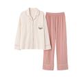 Women's Pajamas Pajama Top and Pant Sets Letter Flower Tights / Leggings Casual Comfort Home Daily Bed Cotton Breathable Lapel Long Sleeve Shirt Pant Button Pocket Summer Fall White Pink