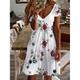 Women's Mini Dress Petite Dress Petite Dress T Shirt Dress Tee Dress Sundress Summer Dress Active Fashion Streetwear Outdoor Vacation Birthday Regular Fit Floral Short Sleeve V Neck Black