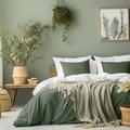 Bedding Duvet Cover Set - 1 Duvet Cover with 2/1 Pillow Shams - 3/2 Pieces Comforter Cover with Zipper Closure Sage Green Peach Puzz Red Blue Yellow White Black