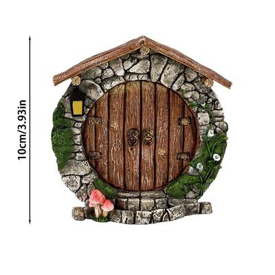 Miniature Fairy Gnome Door Figurines Elf Home For Yard Art Garden Tree Sculpture Decor Statues Decor Fairy Outdoor Garden