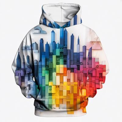 Boys 3D Geometric Hoodie Long Sleeve 3D Print Spring Fall Winter Active Basic Kids 3-12 Years School Outdoor Road Bike