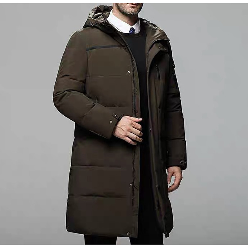 Men's Winter Coat Down Jacket Puffer Jacket Parka Outdoor Business Camping Hiking Long Casual Daily Casual Windproof Warm Winter Pure Color Black Brown Gray Puffer Jacket