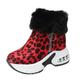 Women's Boots Plus Size Winter Boots Daily Solid Color Fleece Lined Booties Ankle Boots Winter Zipper Wedge Heel Round Toe Comfort Faux Suede Zipper Leopard Black Red