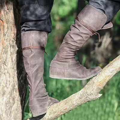 Men's Women Boots Cowboy Boots Medieval Boots Renaissance Boots Walking Classic Casual Outdoor Daily Faux Leather Waterproof Comfortable Mid-Calf Boots Loafer Black White Brown Fall Winter
