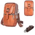 2023 New Men's Multi Functional Genuine Leather Shoulder Bag Cell Phone Crossbody Purse Phone Holster Case Leather Belt Waist Pouch Small Messenger Bag