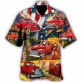 Men's Shirt Summer Hawaiian Shirt Vintage Hawaiian Shirts Car Graphic Prints Turndown Yellow Red Blue Green Casual Hawaiian Short Sleeve Button-Down Print Clothing Apparel Tropical Fashion Hawaiian