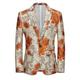 Men's Retro Casual Blazer Jacket Blazer Regular Slim Fit Regular Fit Floral Single Breasted One-button ArmyGreen Pink Red Sky Blue Orange Gold Green 2024