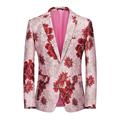 Men's Retro Casual Blazer Jacket Blazer Regular Slim Fit Regular Fit Floral Single Breasted One-button ArmyGreen Pink Red Sky Blue Orange Gold Green 2024