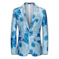 Men's Retro Casual Blazer Jacket Blazer Regular Slim Fit Regular Fit Floral Single Breasted One-button ArmyGreen Pink Red Sky Blue Orange Gold Green 2024