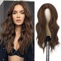 Long Brown Wigs for Women 22 inch Brown Long Body Wavy Full Wig Middle Parting Wigs Natural Looking Synthetic Wig for Daily Cosplay