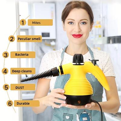 Steam Cleaner Multi-Purpose Handheld Pressurized Steam Cleaner With 9-Piece Accessories Perfect for Kitchen Stain Removal Curtains Car Seats Floor Window Cleaning