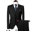 Black/Green/Blue Men's Wedding Suits Homecoming Formal Business Work Wear 3 Piece Suits Solid Colored Peak Standard Fit Single Breasted Two-buttons 2024