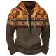 Buffalo Print Hoodie Mens Graphic Color Block Tribal Prints Daily Ethnic Casual 3D Zip Holiday Going Out Streetwear Hoodies Bronze Dark Green Orange Long Native American Brown Cotton