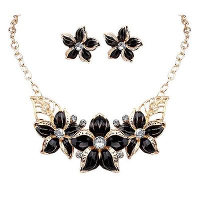 Jewelry Set Necklace / Earrings For Women's Synthetic Diamond Party Wedding Casual Alloy Flower Gold / Daily