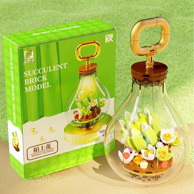 Women's Day Gifts Light Bulb Succulent Flower Plant Building Blocks Succulent Potted Plant Building Blocks Desktop Decoration Gift Women's Day Mother's Day Gifts for Girls Mother's Day Gifts for MoM