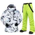 MUTUSNOW Men's Ski Jacket with Bib Pants Ski Suit Outdoor Winter Thermal Warm Waterproof Windproof Breathable Detachable Hood Snow Suit Clothing Suit for Skiing Snowboarding Winter Sports
