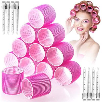 24pcs Jumbo Hair Curlers Rollers With Clips Self Grip Hair Roller For Long Medium Short Thick Thin Hair Bangs Volume Hair Dressing DIY Hair Roller