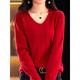 Women's Pullover Sweater Jumper V Neck Ribbed Knit Polyester Knitted Fall Winter Regular Outdoor Daily Going out Fashion Casual Soft Long Sleeve Solid Color Forest Green Cherry Red Red bean paste M L