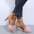 Women's Sandals Furry Feather Solid Colored High Heel Low Heel Pointed Toe Faux Fur PU Loafer Black Pink Beige