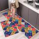 Boho Style Kitchen Mat Kitchen Rug Set of 2 Pcs,Perfect for Kitchen, Bathroom, Living Room, Soft, Absorbent Microfiber Material, Non-Slip, Easy Clean Machine Washable Floor Runner