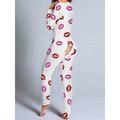 Women's Adult Onesies Onesie Pajamas Leopard Butterfly Casual Valentine's Day Gift Comfort Soft Home Bed Polyester Breathable V Wire Long Sleeve Fall Winter White Red