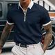 Men's Polo Shirt Golf Shirt Going out Gym Turndown Quarter Zip Short Sleeve Sportswear Casual Solid Color Sports Patchwork Zipper Spring Summer Slim Black-White Black White Navy Blue Blue / White