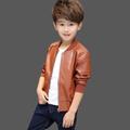 Ulknn Baby Boys Pu Jackets Threaded Round Neck Jacket Autumn And Winter Plus Velvet Thickening All Season