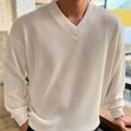 Men's Sweater Pullover Sweater Jumper Ribbed Knit Cropped Knitted Solid Color V Neck Keep Warm Modern Contemporary Work Daily Wear Clothing Apparel Fall Winter Light Grey Dark Grey M L XL