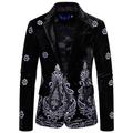 Men's Velvet Sequins Paisley Blazer Fall Wedding Blazer Party Casual Sparkly Blazer Jacket Silm Fit Print Black Wine Royal Blue 2024