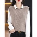 Women's Sweater Vest Crew Neck Cable Knit Polyester Oversized Fall Winter Short Daily Going out Weekend Stylish Casual Soft Sleeveless Solid Color Coffee color Black Camel M L XL