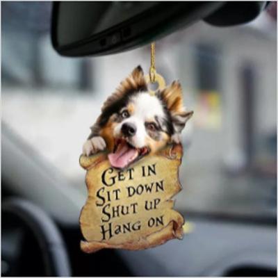 Cute Dog Ornament Lovely Acrylic Animal Car Hanger Car Decor Two Sided Ornament