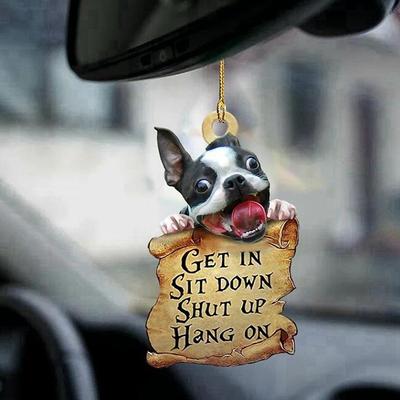 Cute Dog Ornament Lovely Acrylic Animal Car Hanger Car Decor Two Sided Ornament