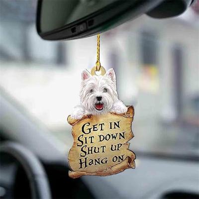 Cute Dog Ornament Lovely Acrylic Animal Car Hanger Car Decor Two Sided Ornament