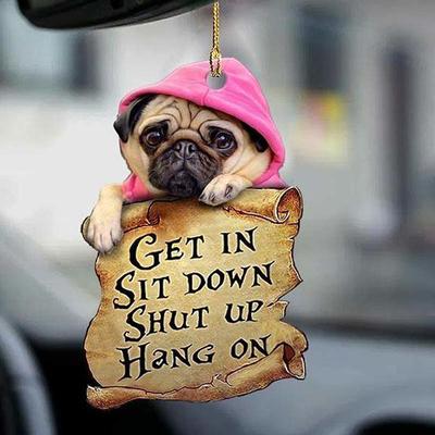 Cute Dog Ornament Lovely Acrylic Animal Car Hanger Car Decor Two Sided Ornament