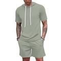 Men's Tracksuit 2 Piece Hooded Athletic Sweatsuit Short Sleeve Casual Sports Hoodie Shorts Set