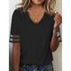 Women's T shirt Tee Plain Daily Weekend Black White Mesh Short Sleeve Basic V Neck Regular Fit