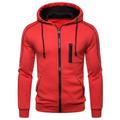 Men's Running Jacket Windbreaker Zip Front Long Sleeve Tee Tshirt Athletic Athleisure Winter Thermal Warm Windproof Breathable Fitness Gym Workout Running Sportswear Activewear Solid Colored Red Navy